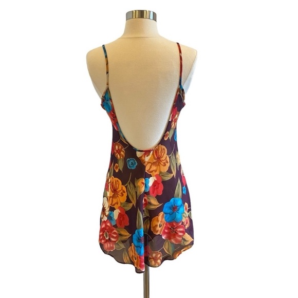 Vintage Floral Slip Dress V Neck Spaghetti Strap Mini - Picture 9 of 11